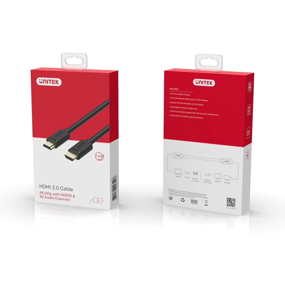 UNITEK Y-C139M 3m HDMI2.0 4K@60Hz Male to Male High Speed HDMI Cable