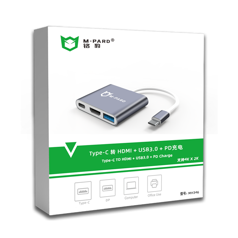 M-PARD MH346 3-in-1 USB-C to HDMI + USB 3.0 + PD Charge Adapter