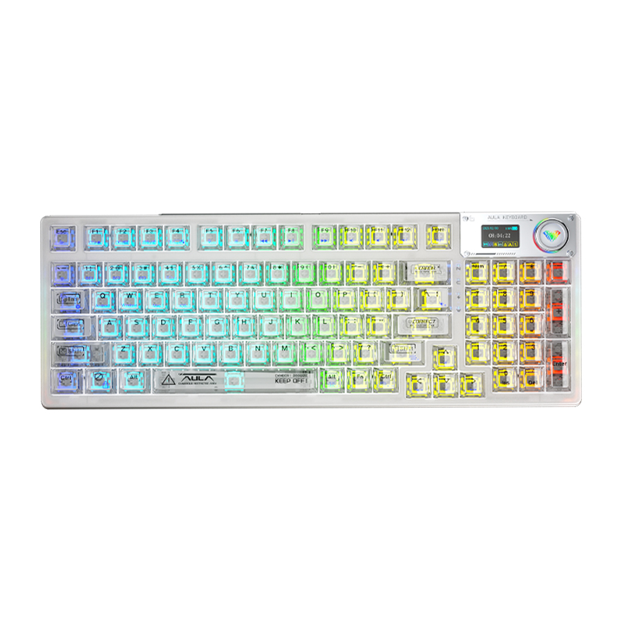 AULA F98PRO Type-C wired & 2.4G wireless & BT(Crystal Switch)95keys