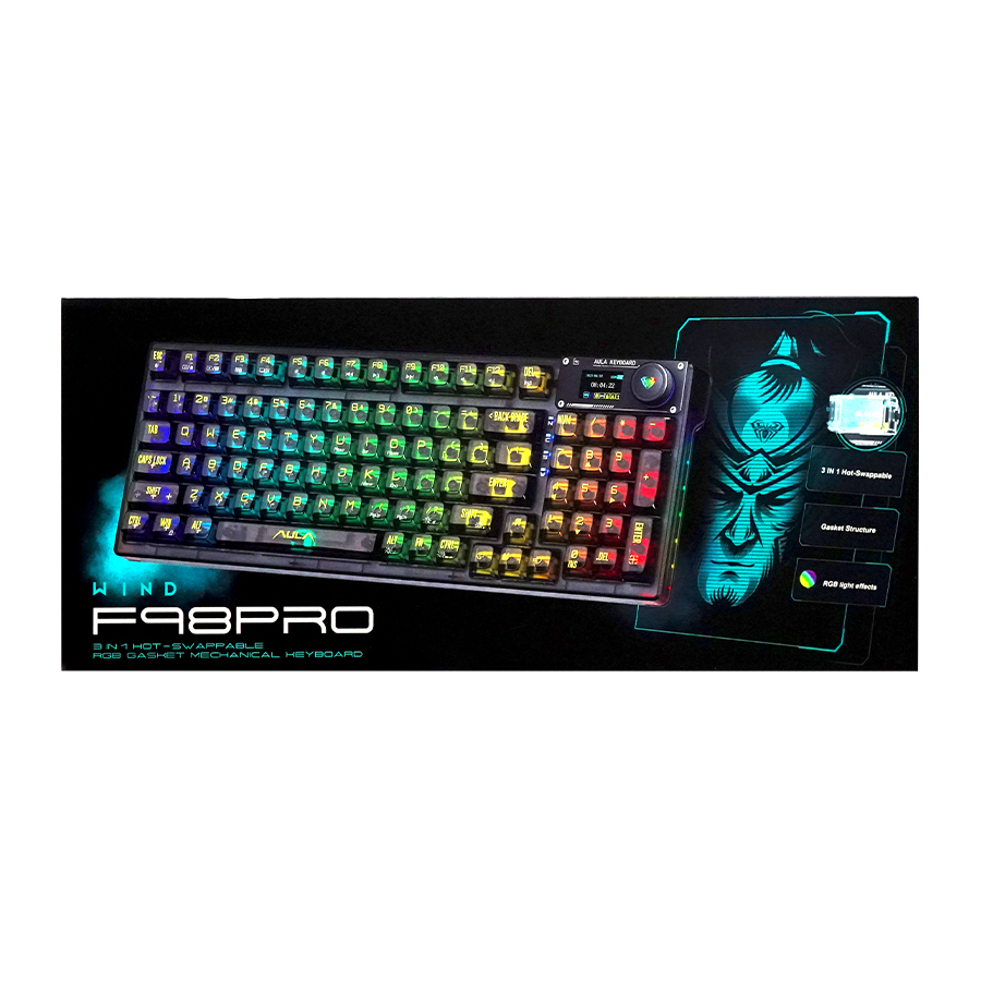 AULA F98PRO Type-C wired & 2.4G wireless & BT(Crystal Switch)95keys